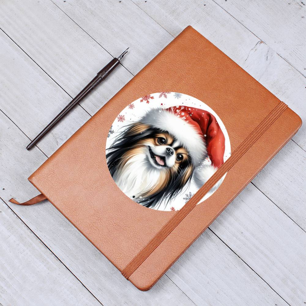 Christmas Dog - Japanese Chin - Vegan Leather Journal