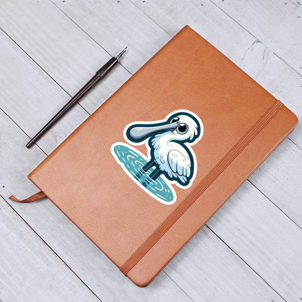 Cute Spoonbill sticker 177 - Vegan Leather Journal