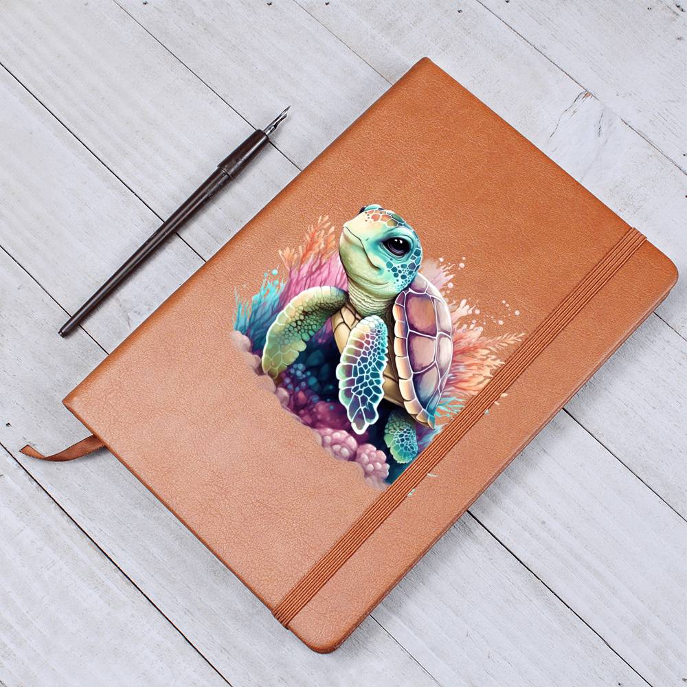 Cute Sea Turtle 012 - Vegan Leather Journal