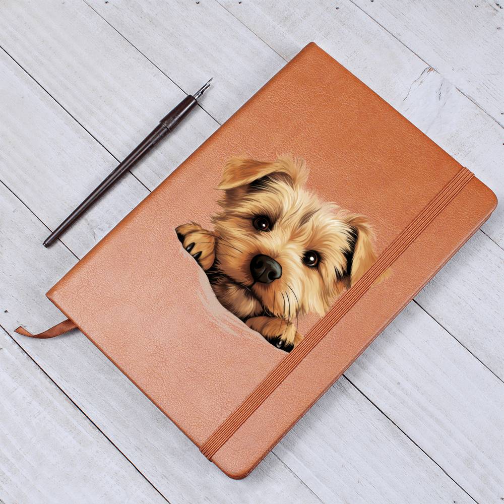 Norfolk Terrier Peeking - Vegan Leather Journal