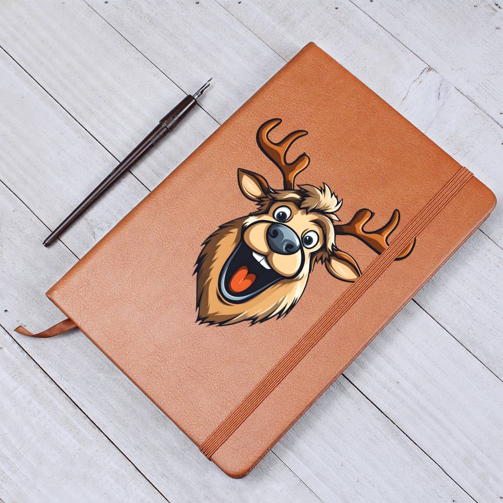 Funny Reindeer Face 01 - Vegan Leather Journal
