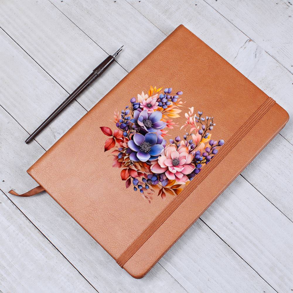 Floral Flower Wreath 126 - Vegan Leather Journal