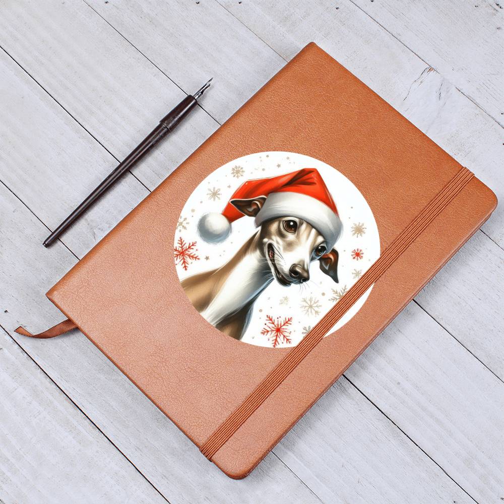 Christmas Dog - Italian Greyhound - Vegan Leather Journal