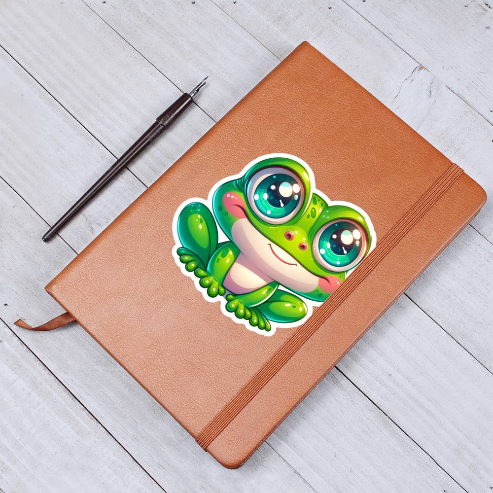 Cute Frog sticker 55 - Vegan Leather Journal