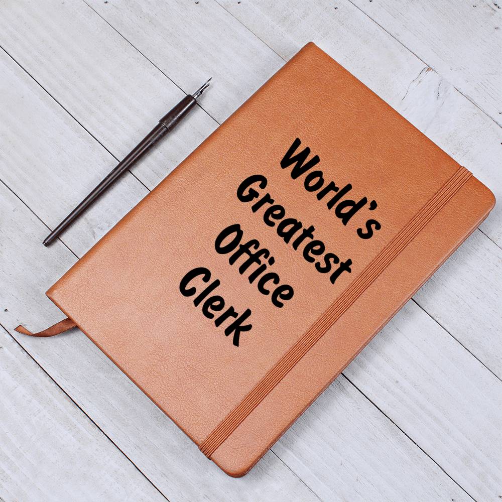 World's Greatest Office Clerk v1 - Vegan Leather Journal