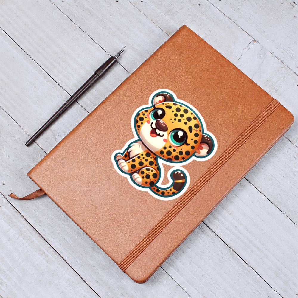 Cute Leopard sticker 73 - Vegan Leather Journal