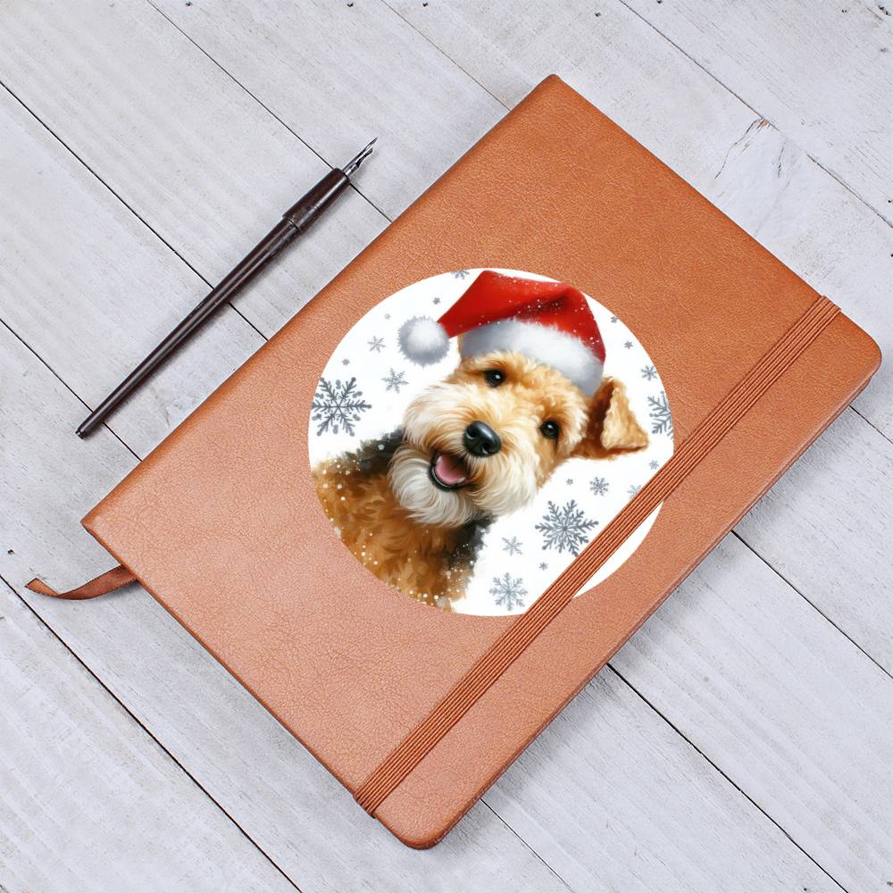 Christmas Dog - Lakeland Terrier - Vegan Leather Journal