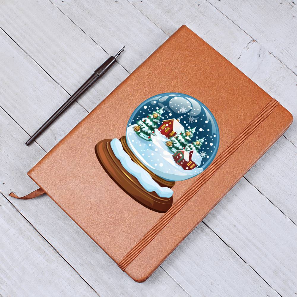 Watercolor Christmas Snow Globe 041 - Vegan Leather Journal