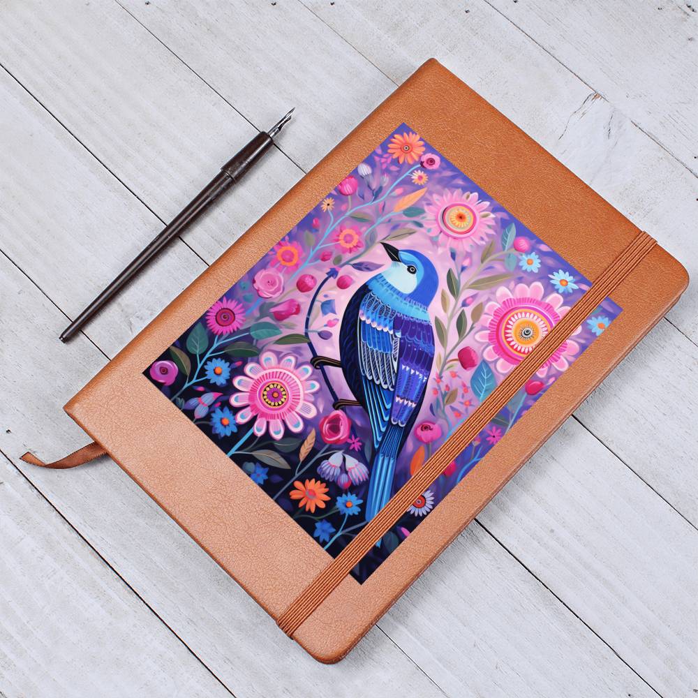 Birds And Floral Design 155 - Vegan Leather Journal
