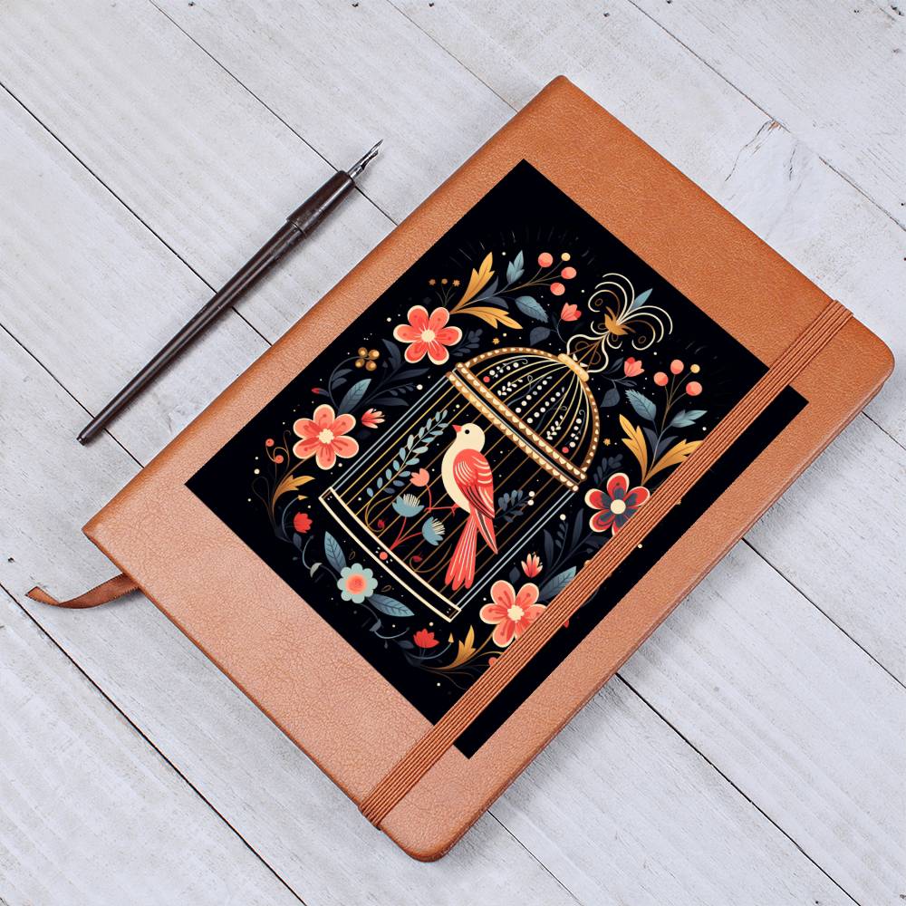 Birds And Floral Design 161 - Vegan Leather Journal