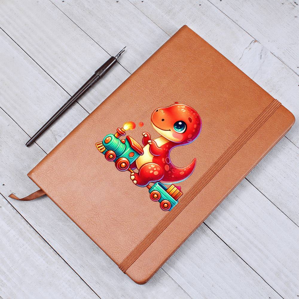 Colorful Baby Dinosaur 058 - Vegan Leather Journal