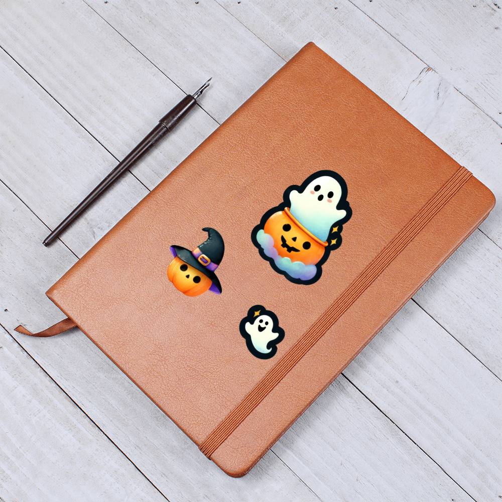 Cute Halloween Sticker 102 - Vegan Leather Journal