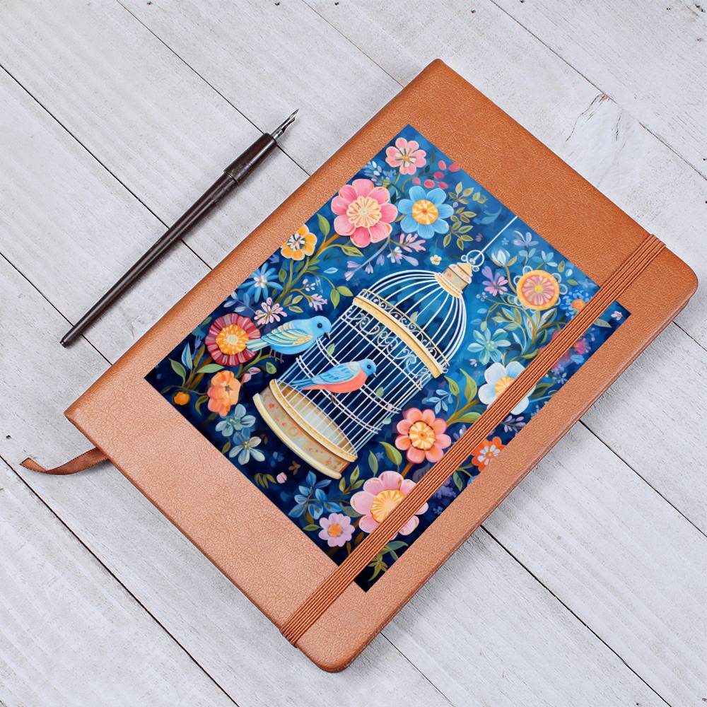 Birds And Floral Design 176 - Vegan Leather Journal