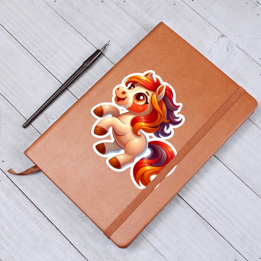 Cute Horse sticker 69 - Vegan Leather Journal