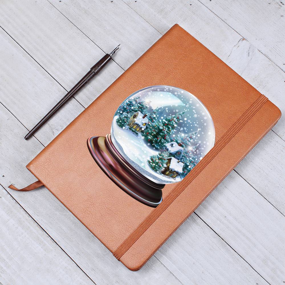 Watercolor Christmas Snow Globe 034 - Vegan Leather Journal