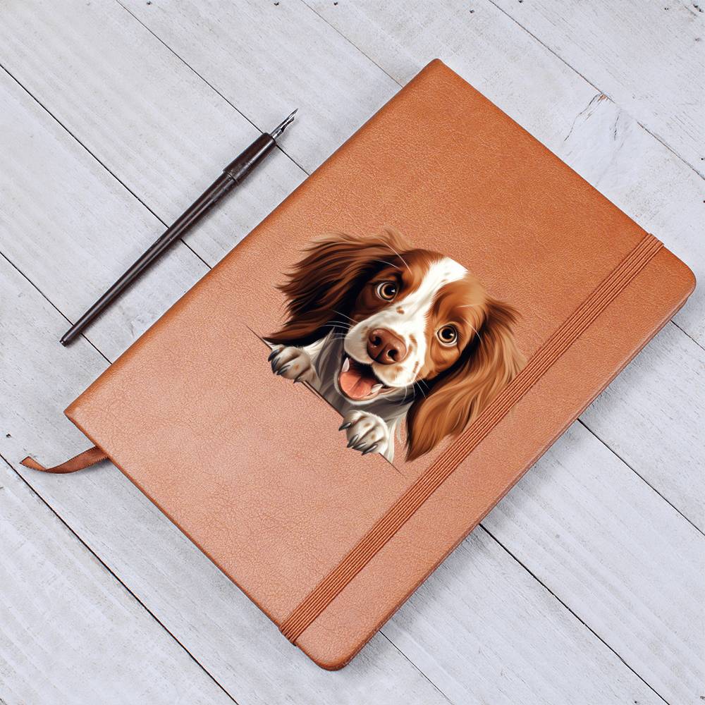 Irish Red and White Setter Peeking - Vegan Leather Journal