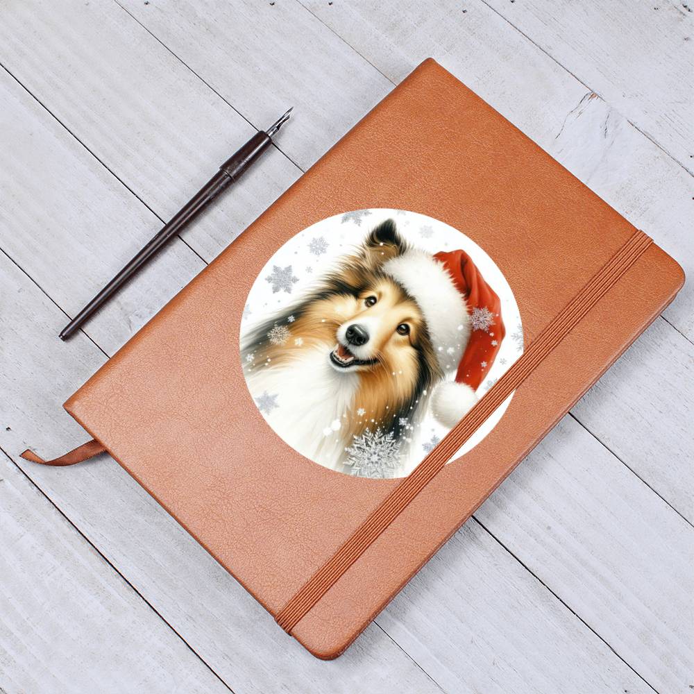 Christmas Dog - Shetland Sheepdog - Vegan Leather Journal