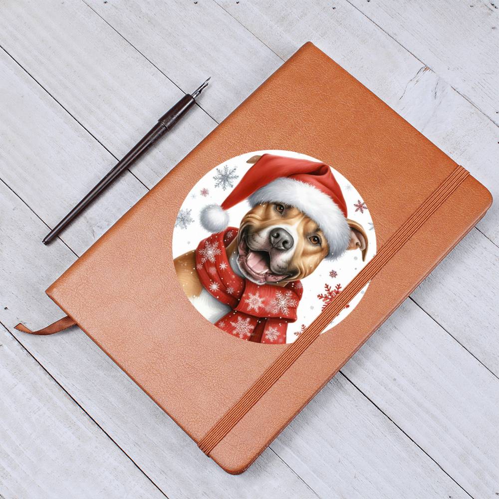 Christmas Dog - American Pit Bull Terrier - Vegan Leather Journal