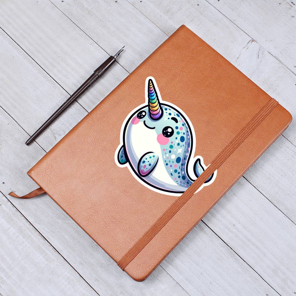 Cute Narwhal sticker 100 - Vegan Leather Journal