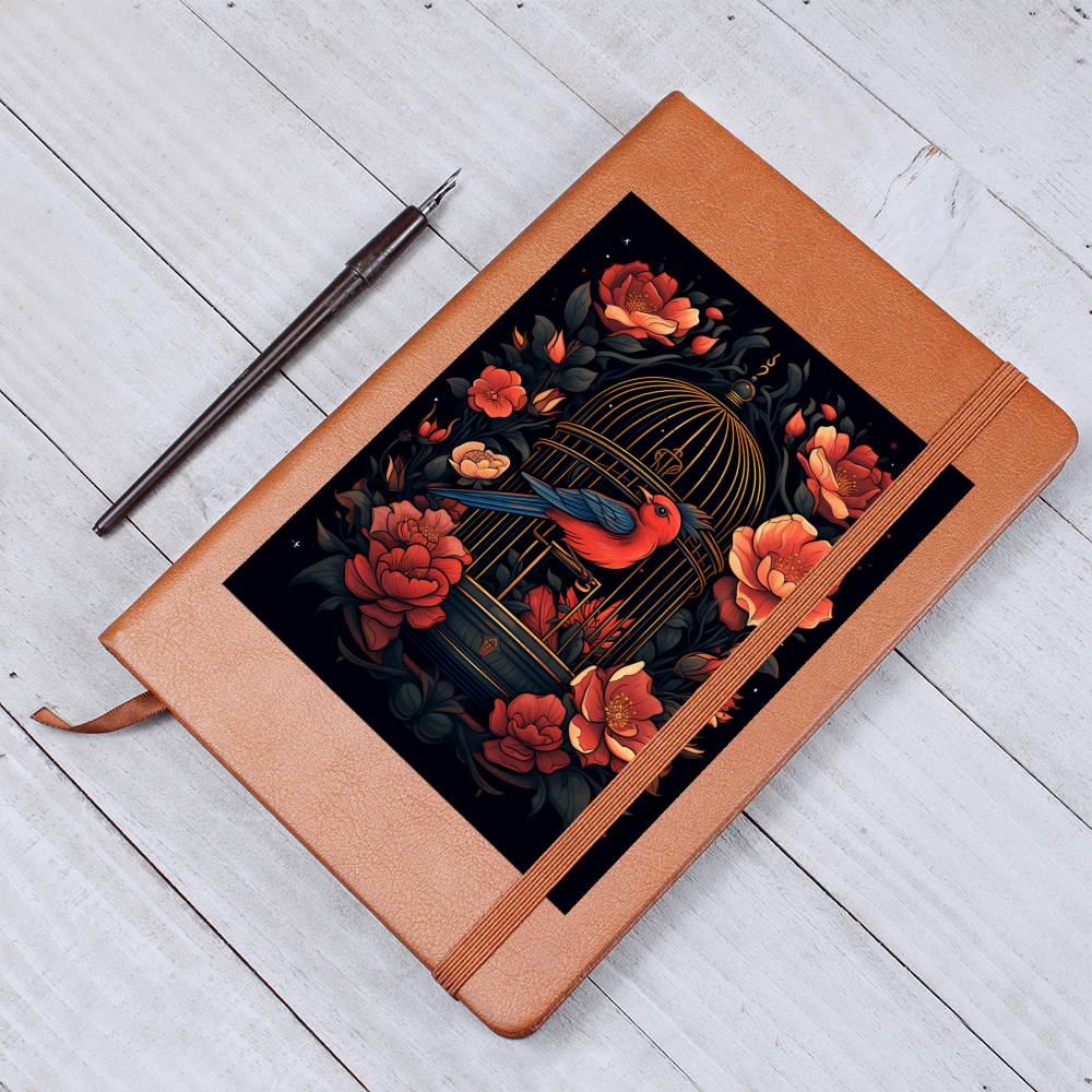 Birds And Floral Design 140 - Vegan Leather Journal