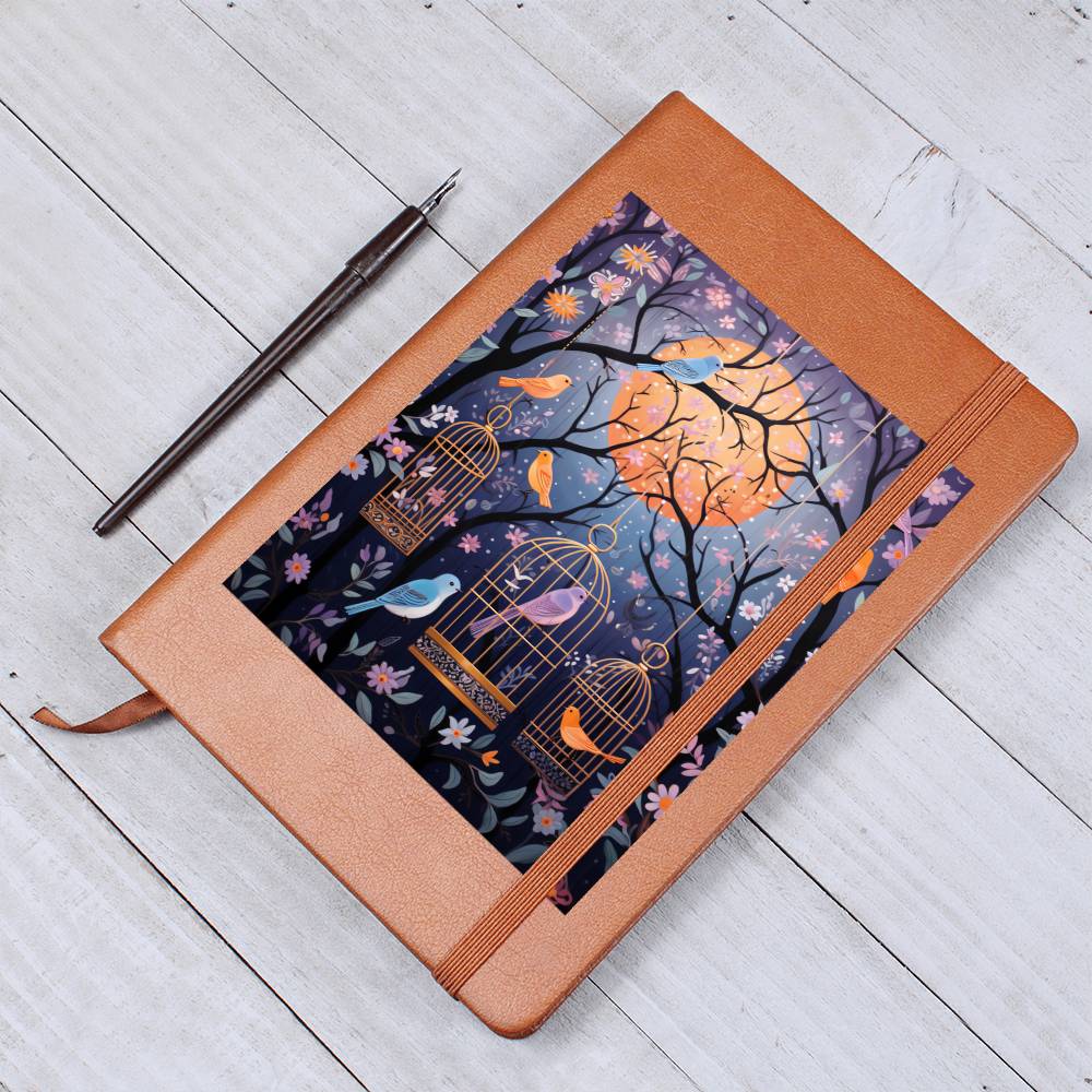 Birds And Floral Design 180 - Vegan Leather Journal