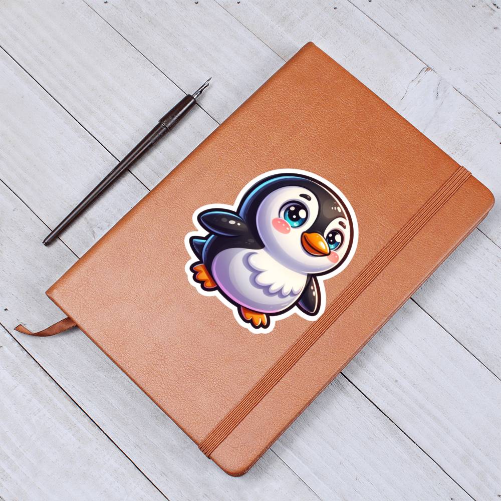 Cute Penguin sticker 123 - Vegan Leather Journal
