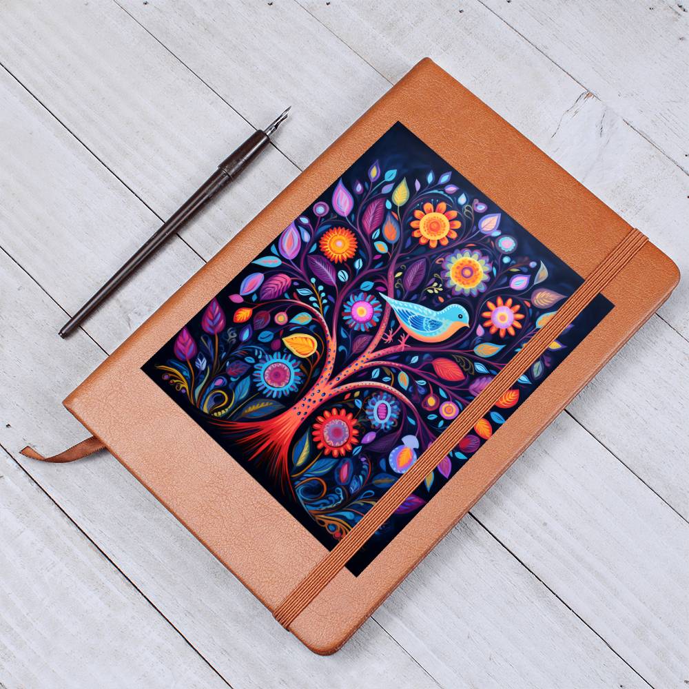 Birds And Floral Design 103 - Vegan Leather Journal