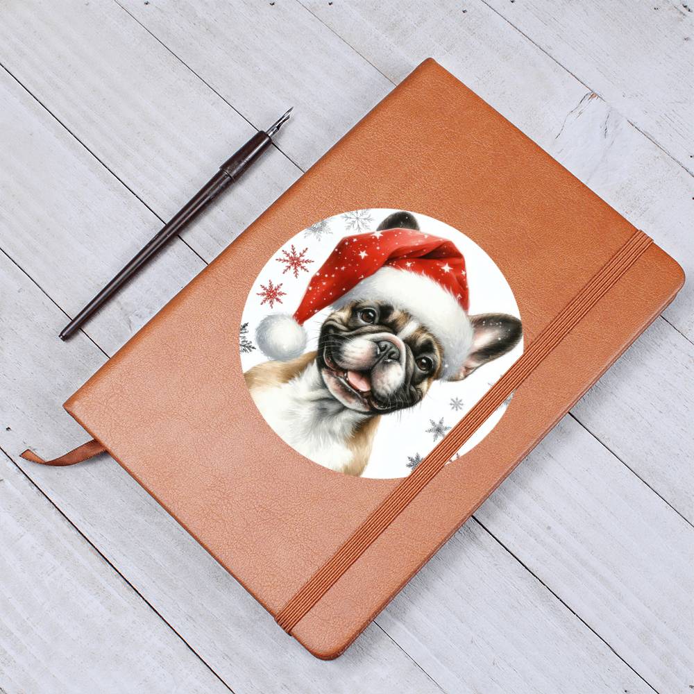 Christmas Dog - French Bulldog - Vegan Leather Journal