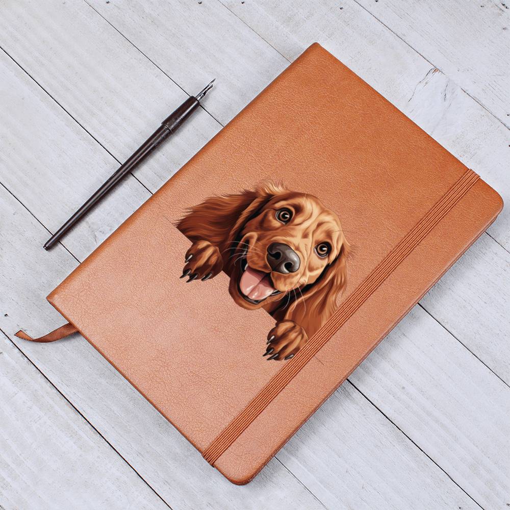 Irish Setter Peeking - Vegan Leather Journal