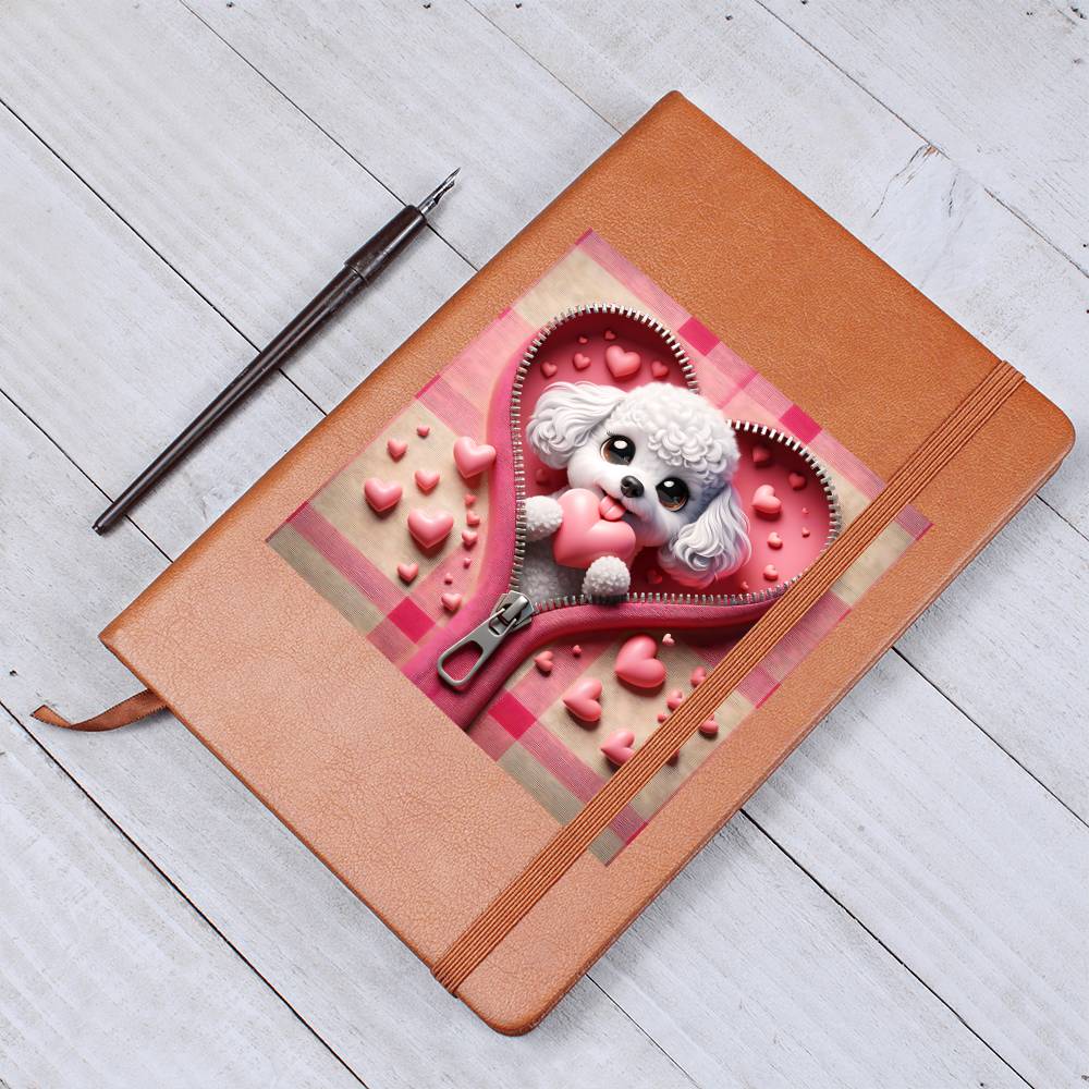 Valentine's Day Dog And Zipper 002 - Vegan Leather Journal