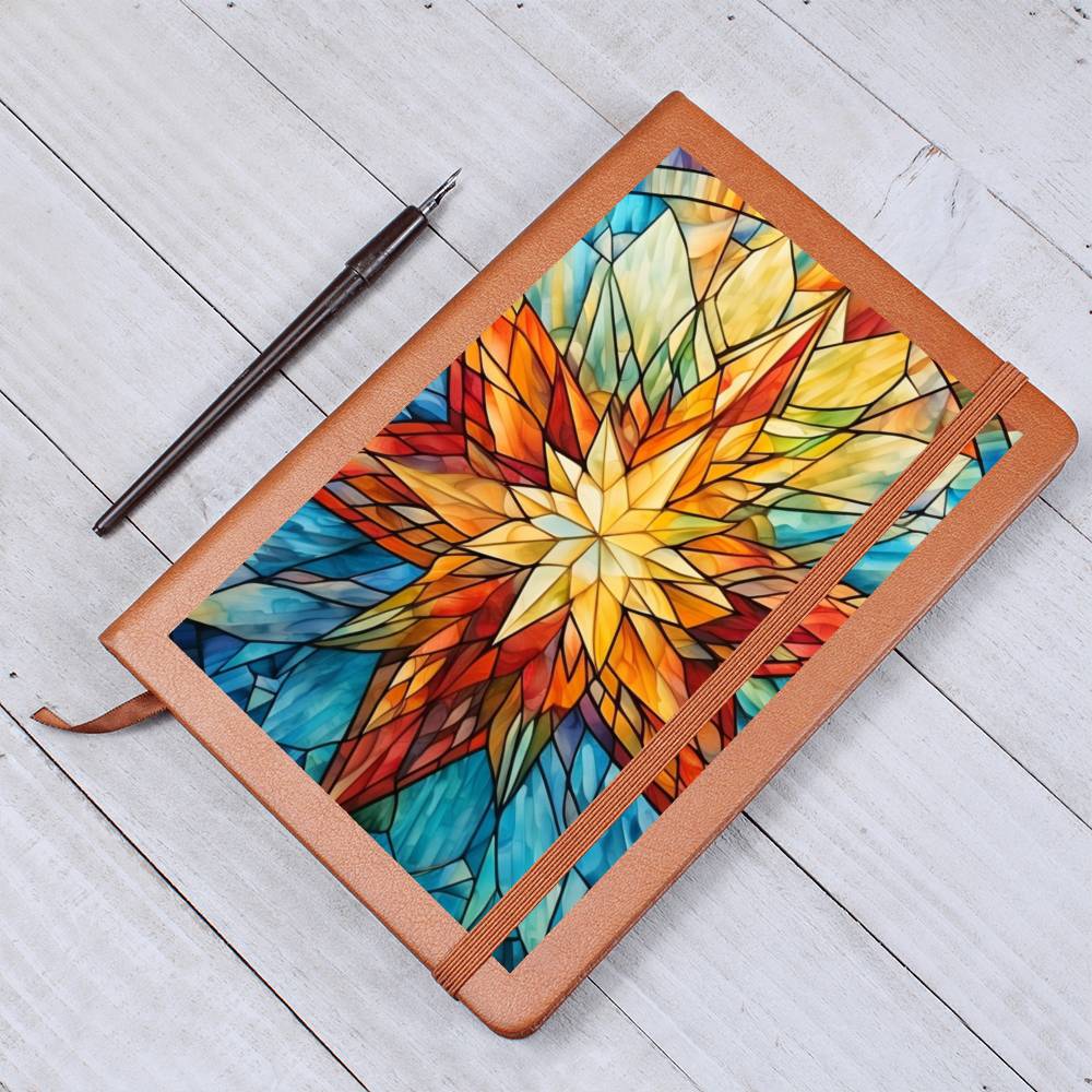 Christmas Stained Glass Design 014 - Vegan Leather Journal