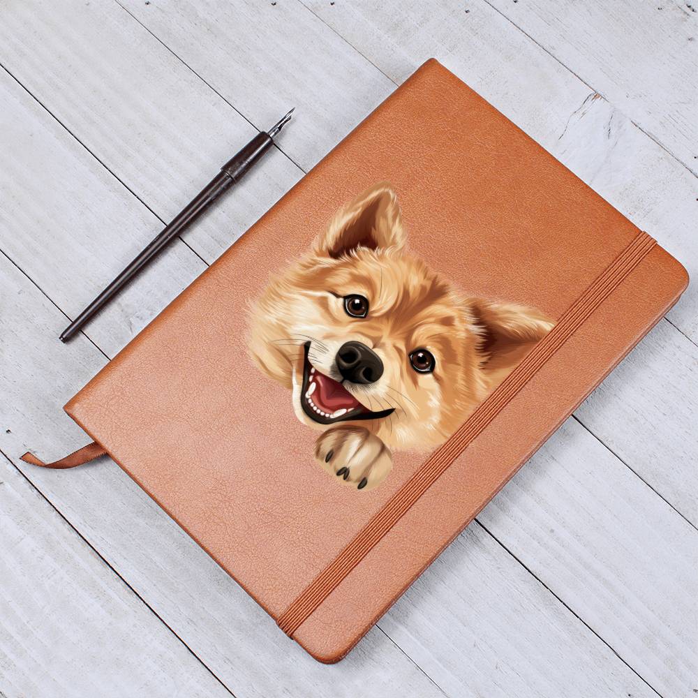 Finnish Spitz Peeking - Vegan Leather Journal