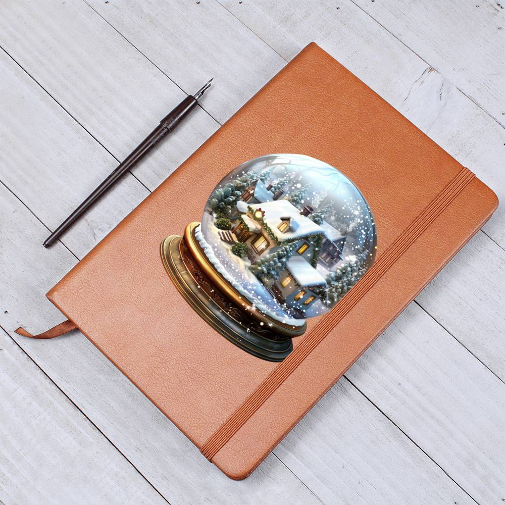 Watercolor Christmas Snow Globe 002 - Vegan Leather Journal