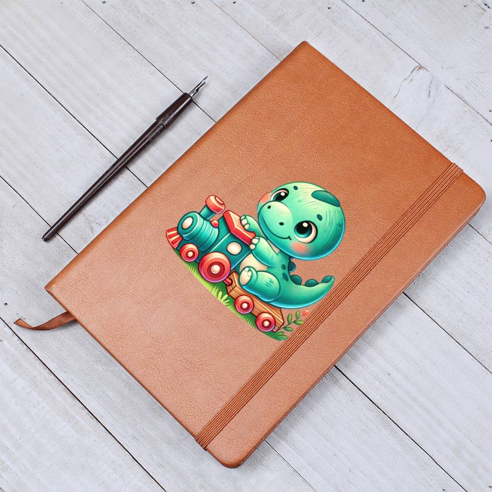 Colorful Baby Dinosaur 010 - Vegan Leather Journal