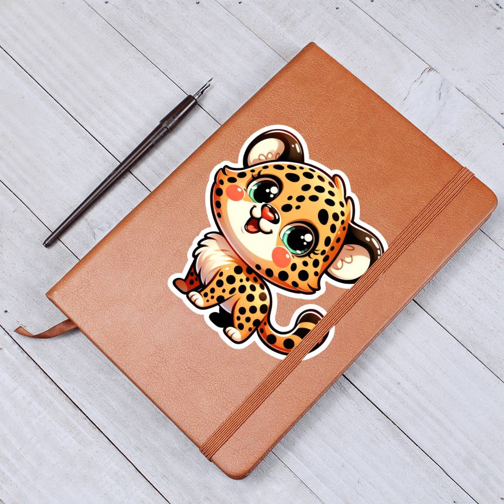 Cute Cheetah sticker 13 - Vegan Leather Journal