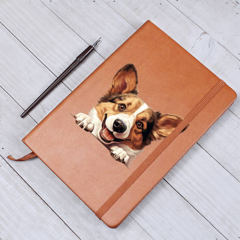 Cardigan Welsh Corgi Peeking - Vegan Leather Journal
