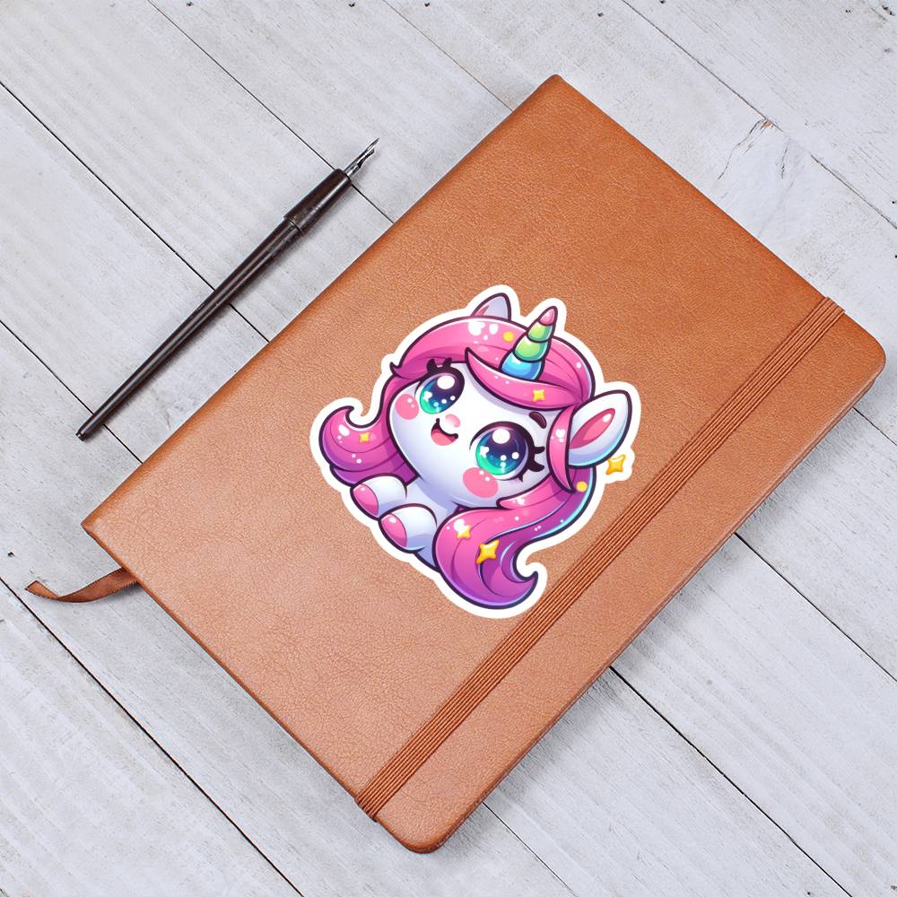Cute Unicorn sticker 207 - Vegan Leather Journal
