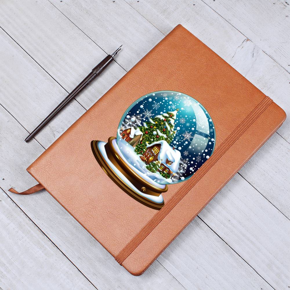 Watercolor Christmas Snow Globe 026 - Vegan Leather Journal