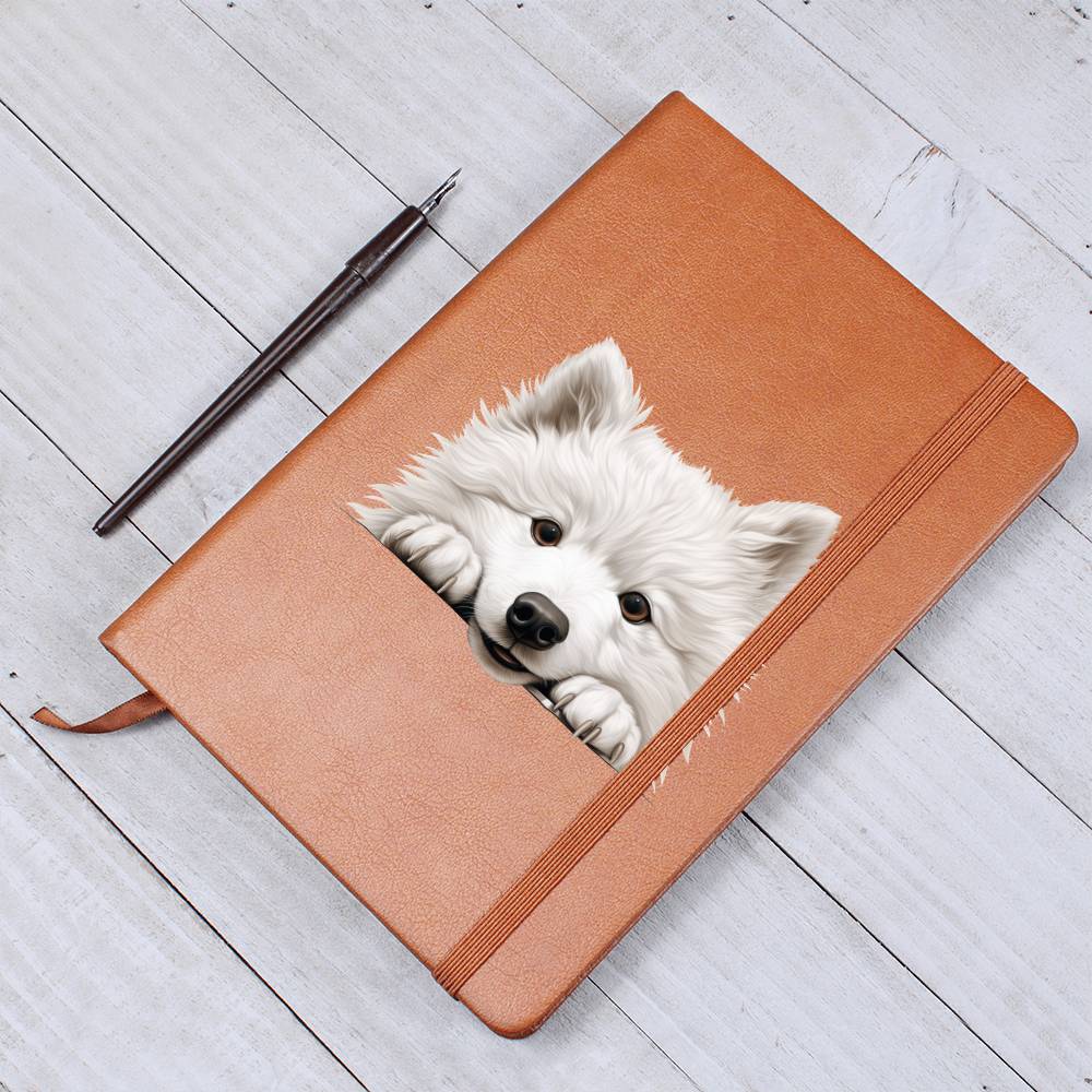 Samoyed Peeking - Vegan Leather Journal