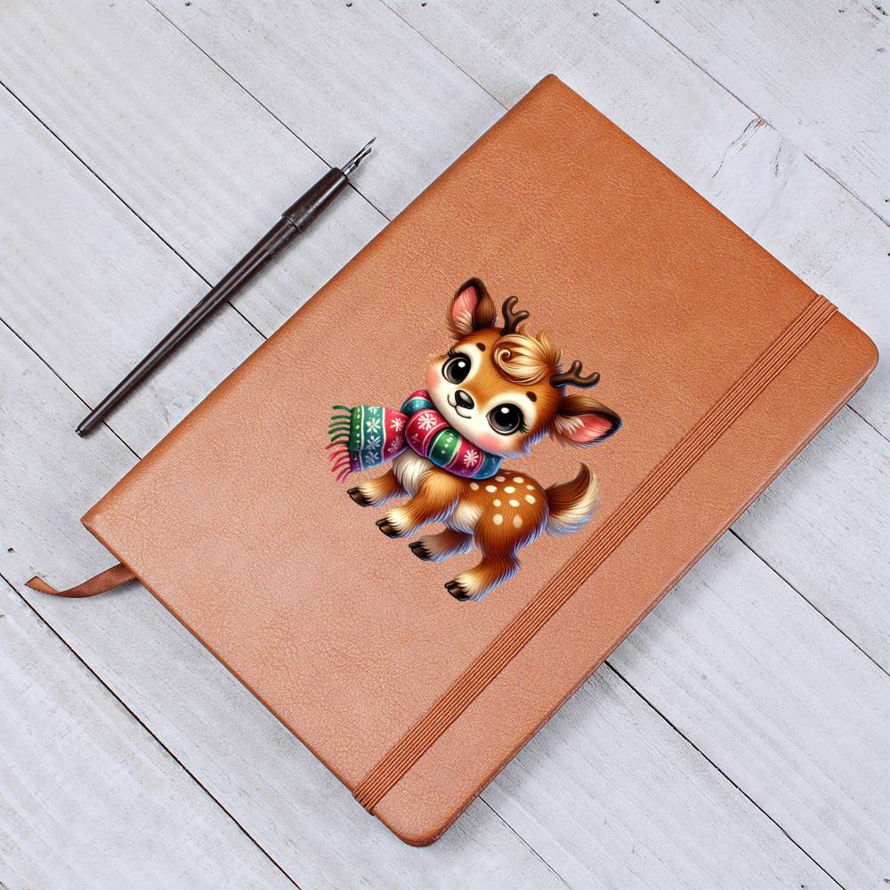 Cute Christmas Reindeer 009 - Vegan Leather Journal
