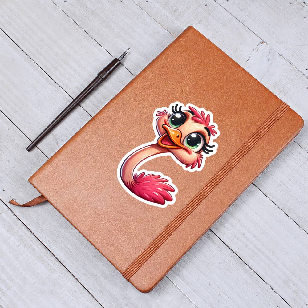 Cute Ostrich sticker 113 - Vegan Leather Journal