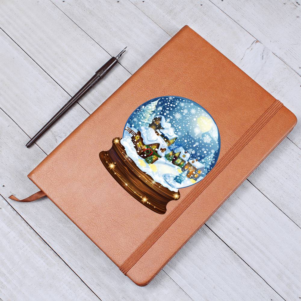 Watercolor Christmas Snow Globe 008 - Vegan Leather Journal