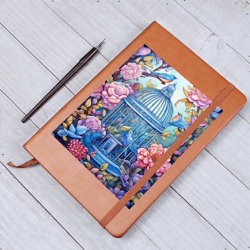 Birds And Floral Design 137 - Vegan Leather Journal