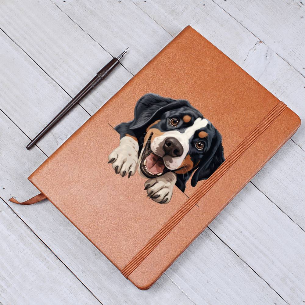 Greater Swiss Mountain Dog Peeking - Vegan Leather Journal