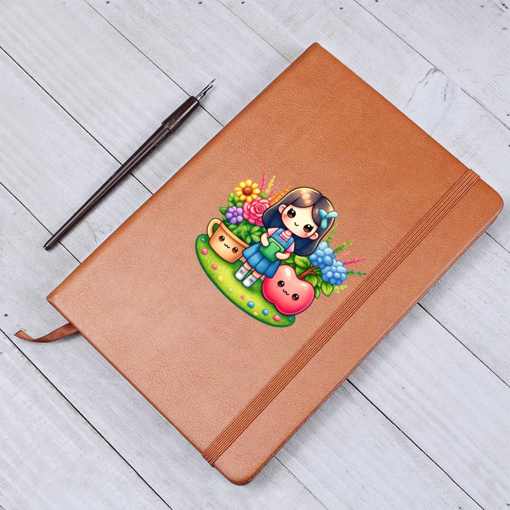 Cute Back to School Sticker 040 - Vegan Leather Journal