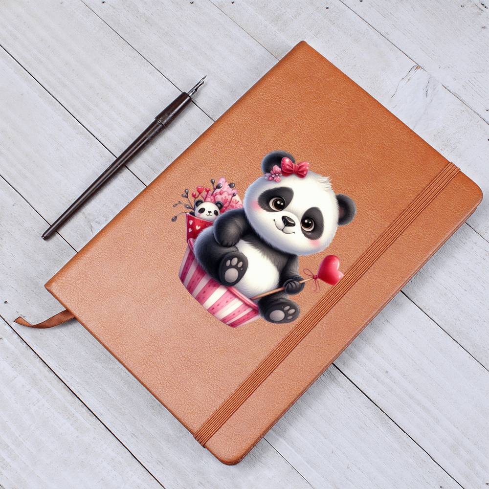 Valentine's Day Panda 001 - Vegan Leather Journal