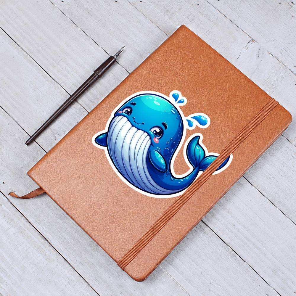 Cute Whale sticker 215 - Vegan Leather Journal
