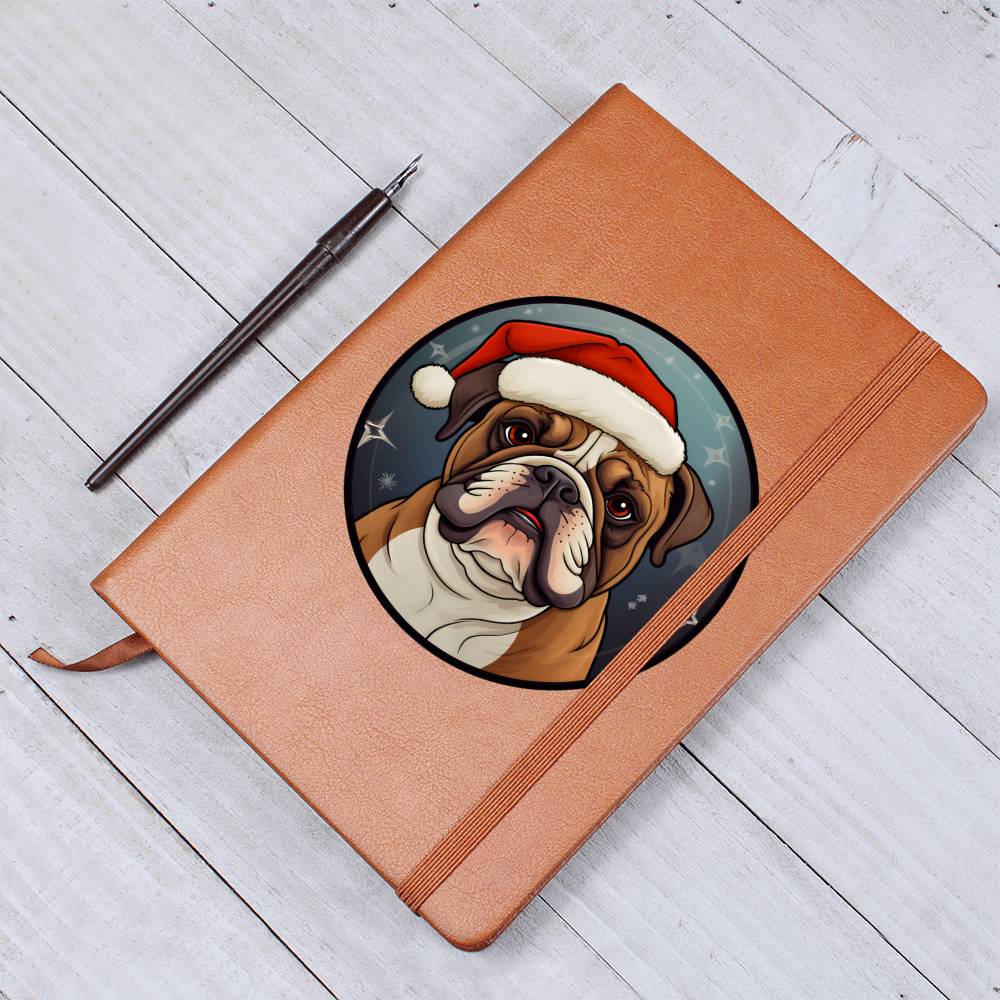 Dog Stained Glass Christmas Design 031 - Vegan Leather Journal