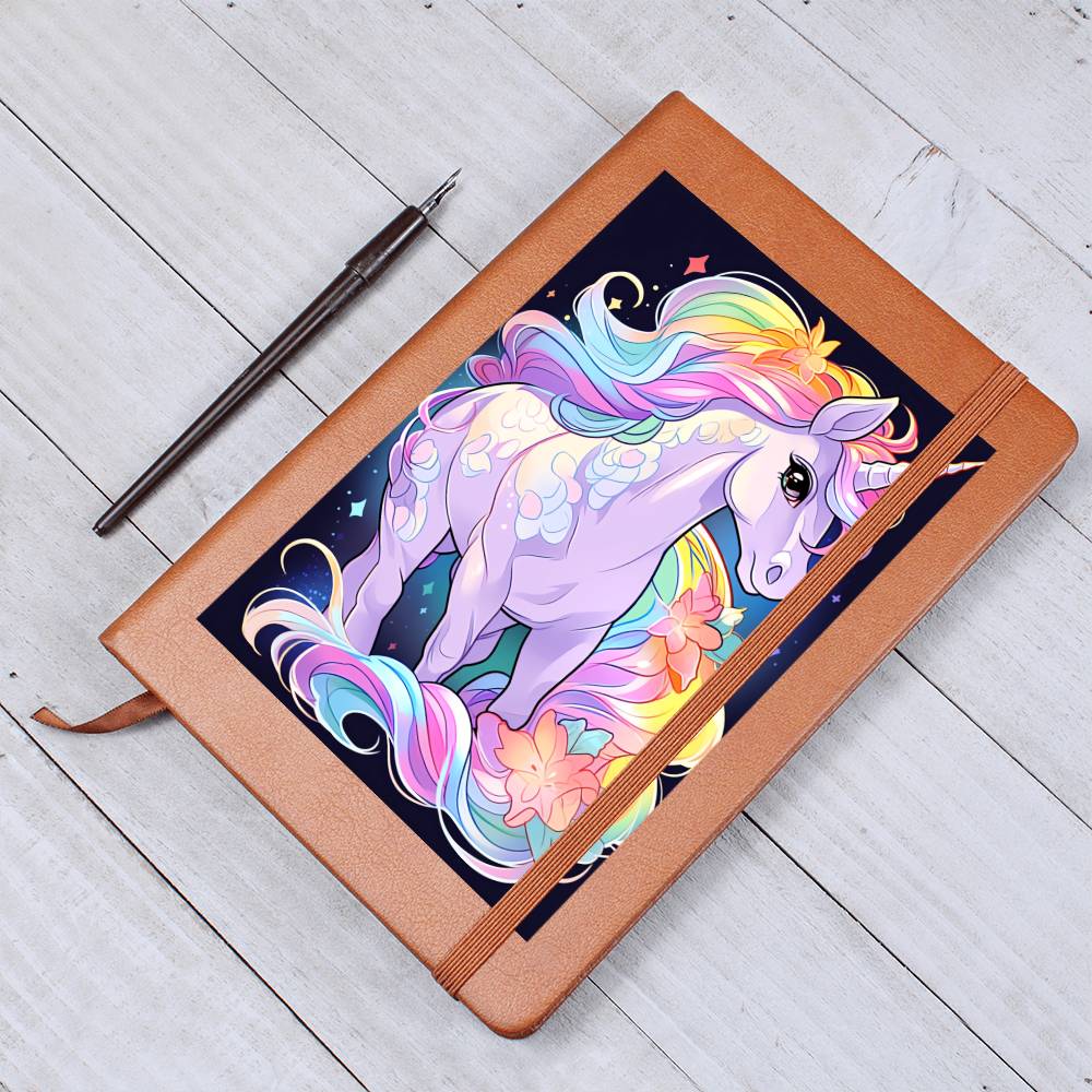 Cute Unicorn 121 - Vegan Leather Journal