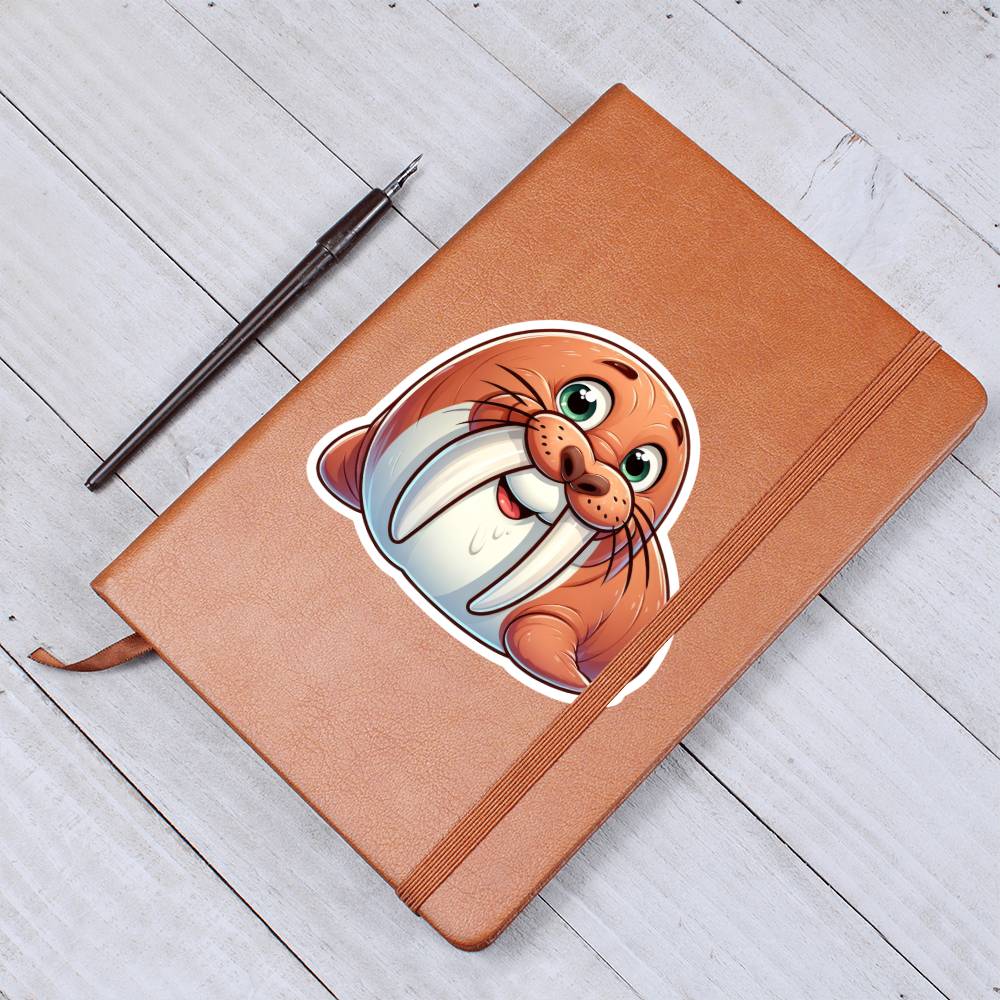 Cute Walrus sticker 211 - Vegan Leather Journal